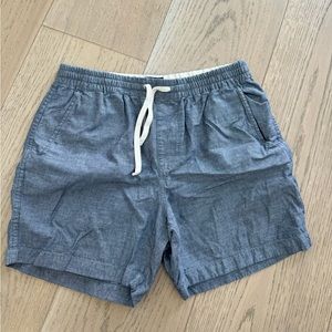 J Crew Mens Blue Elastic Flat Front Chambray Shorts